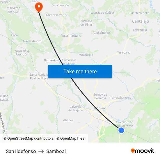 San Ildefonso to Samboal map