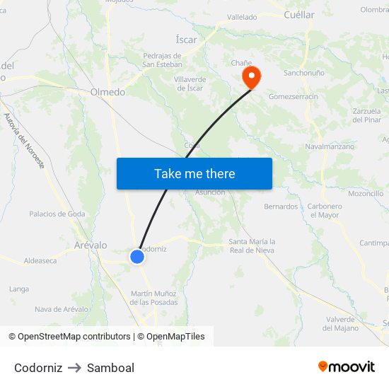 Codorniz to Samboal map