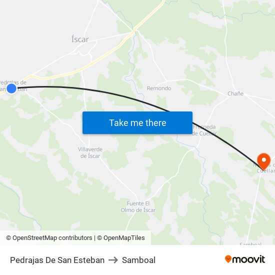 Pedrajas De San Esteban to Samboal map