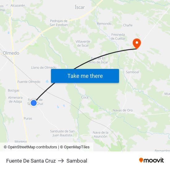 Fuente De Santa Cruz to Samboal map