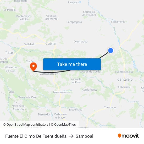 Fuente El Olmo De Fuentidueña to Samboal map