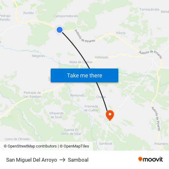 San Miguel Del Arroyo to Samboal map