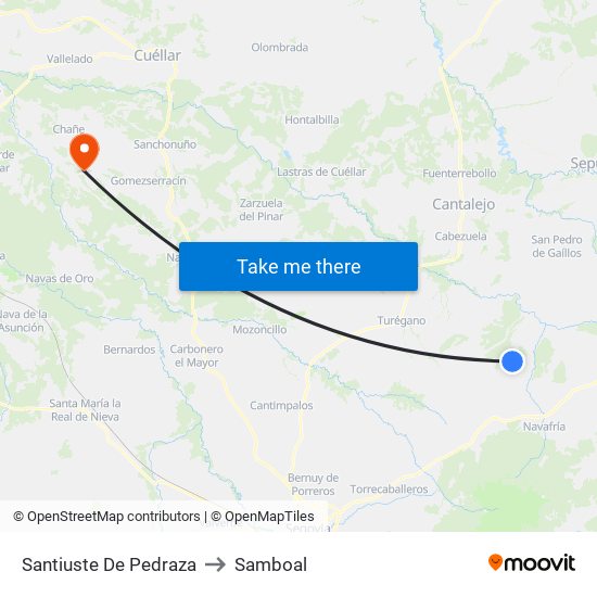 Santiuste De Pedraza to Samboal map