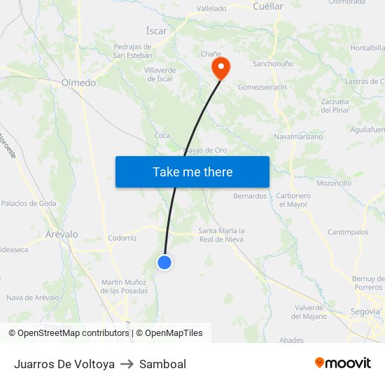 Juarros De Voltoya to Samboal map