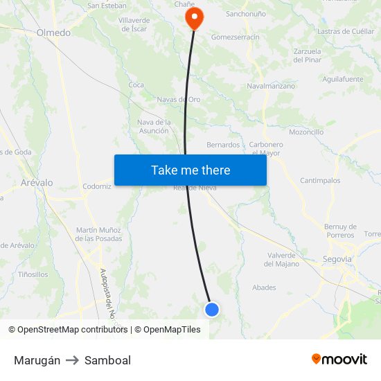Marugán to Samboal map