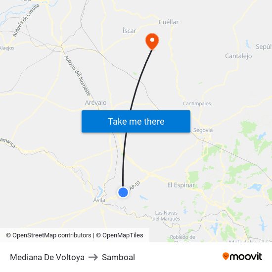 Mediana De Voltoya to Samboal map