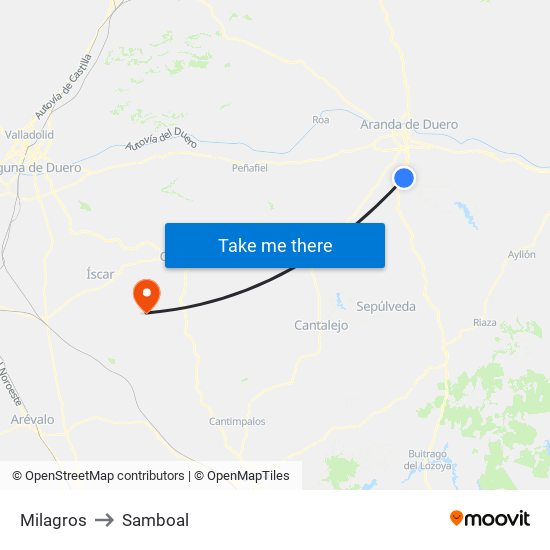 Milagros to Samboal map