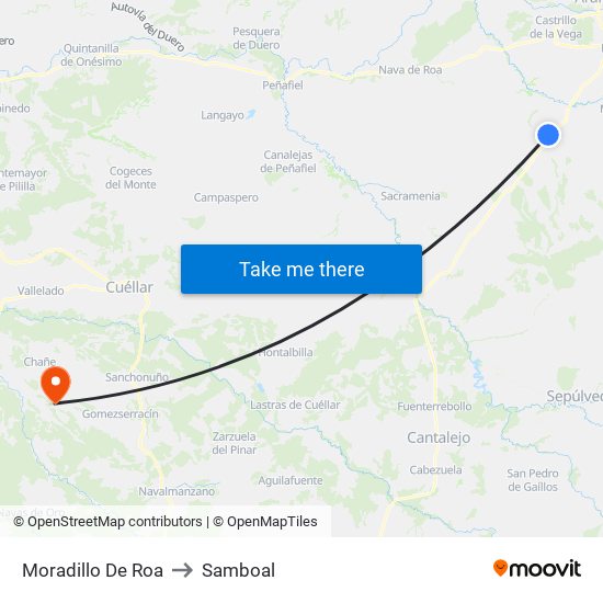 Moradillo De Roa to Samboal map