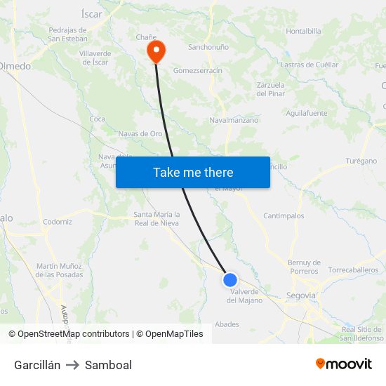 Garcillán to Samboal map
