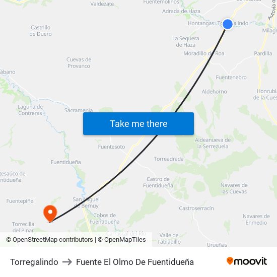 Torregalindo to Fuente El Olmo De Fuentidueña map