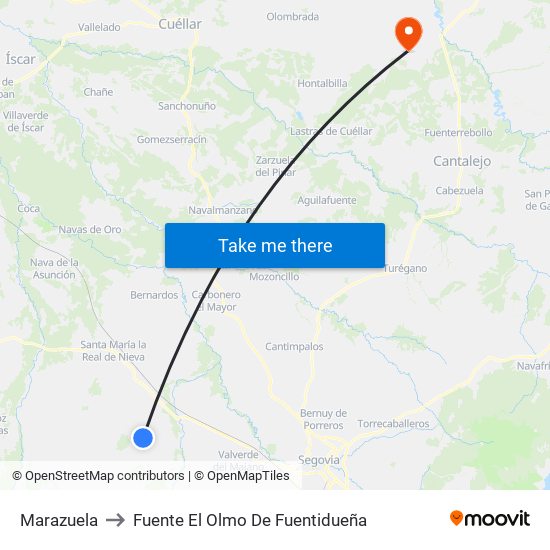 Marazuela to Fuente El Olmo De Fuentidueña map