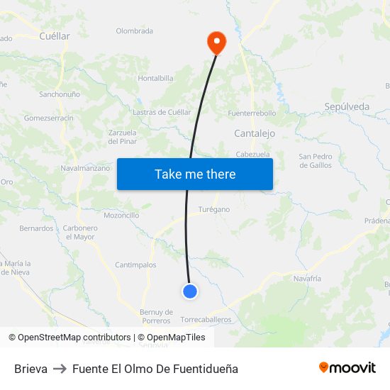 Brieva to Fuente El Olmo De Fuentidueña map