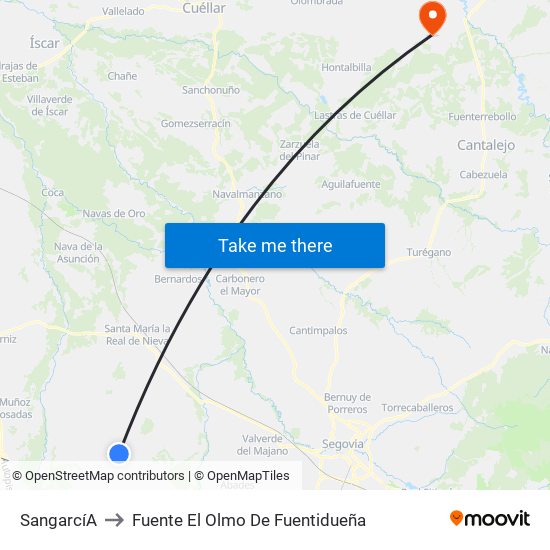 Sangarcí­A to Fuente El Olmo De Fuentidueña map