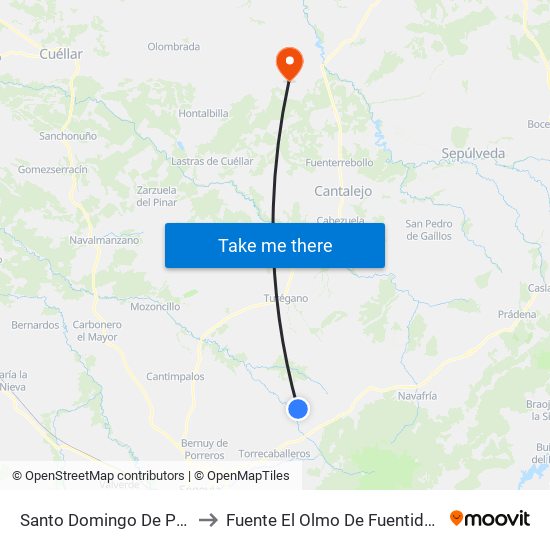 Santo Domingo De Pirón to Fuente El Olmo De Fuentidueña map