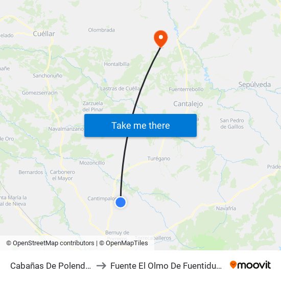 Cabañas De Polendos to Fuente El Olmo De Fuentidueña map