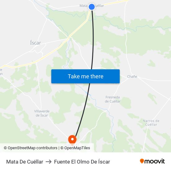 Mata De Cuéllar to Fuente El Olmo De Íscar map