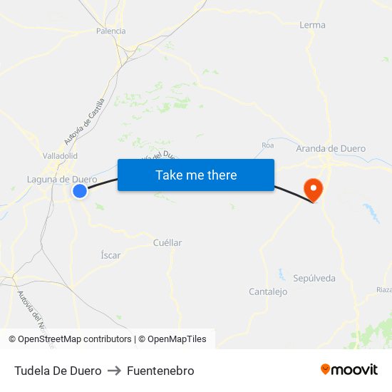 Tudela De Duero to Fuentenebro map