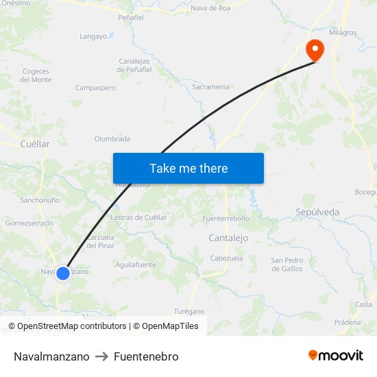 Navalmanzano to Fuentenebro map