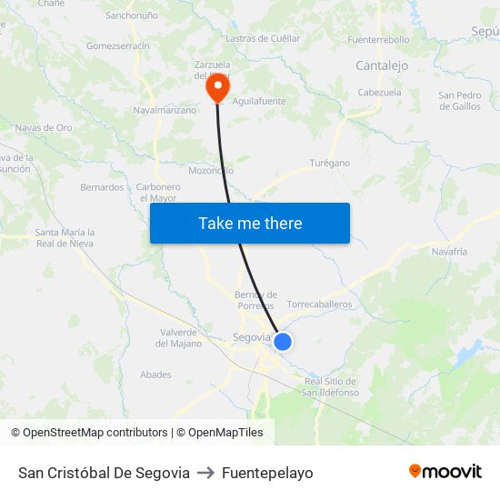 San Cristóbal De Segovia to Fuentepelayo map