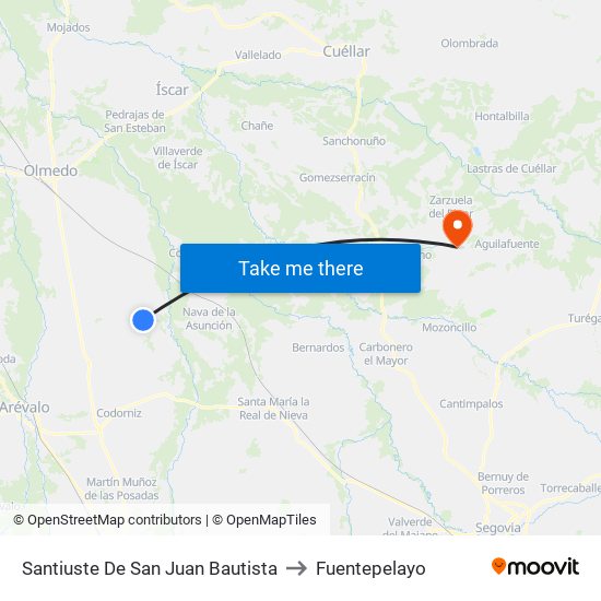 Santiuste De San Juan Bautista to Fuentepelayo map
