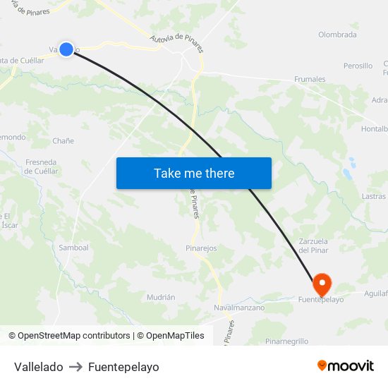Vallelado to Fuentepelayo map
