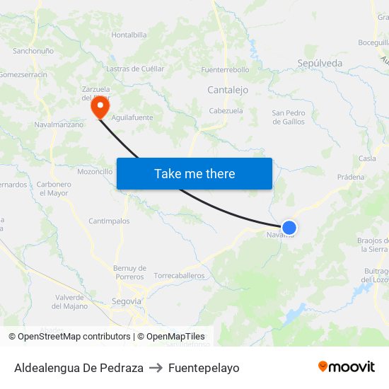Aldealengua De Pedraza to Fuentepelayo map