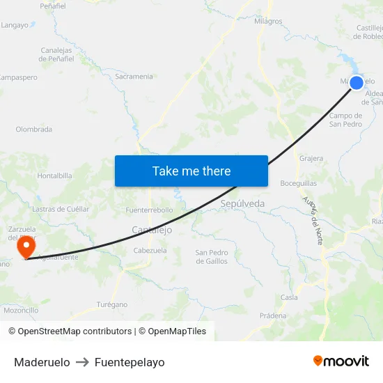 Maderuelo to Fuentepelayo map