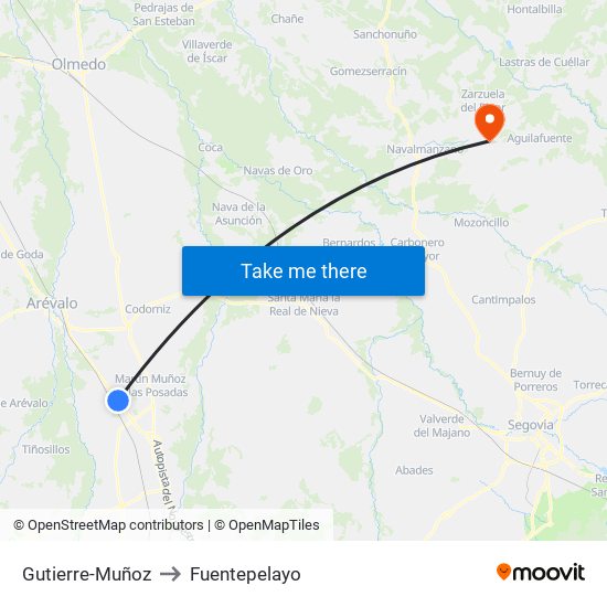 Gutierre-Muñoz to Fuentepelayo map