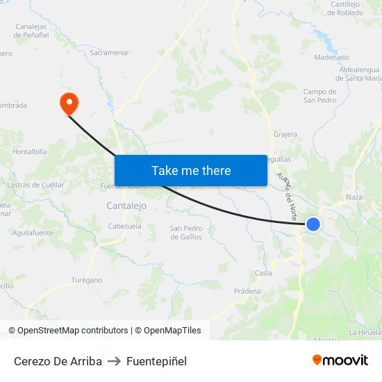 Cerezo De Arriba to Fuentepiñel map