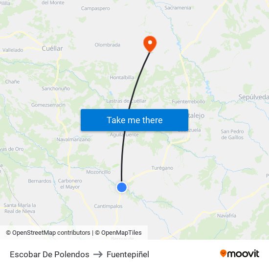 Escobar De Polendos to Fuentepiñel map