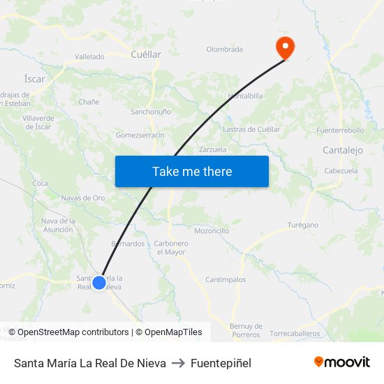 Santa María  La Real De Nieva to Fuentepiñel map