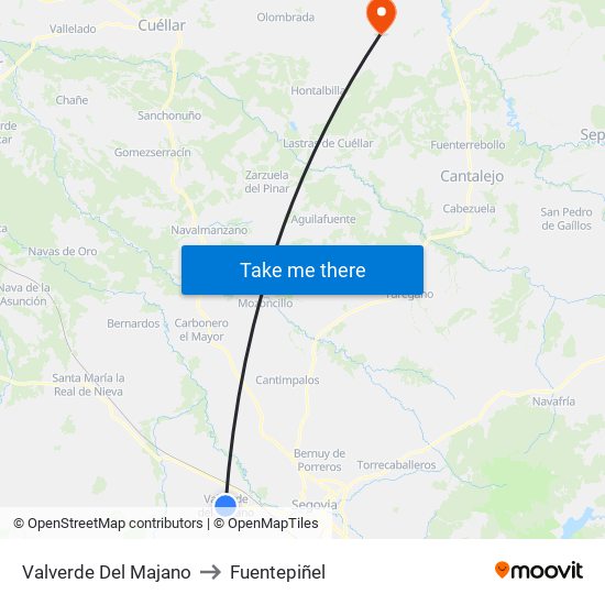 Valverde Del Majano to Fuentepiñel map
