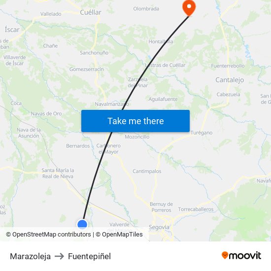 Marazoleja to Fuentepiñel map