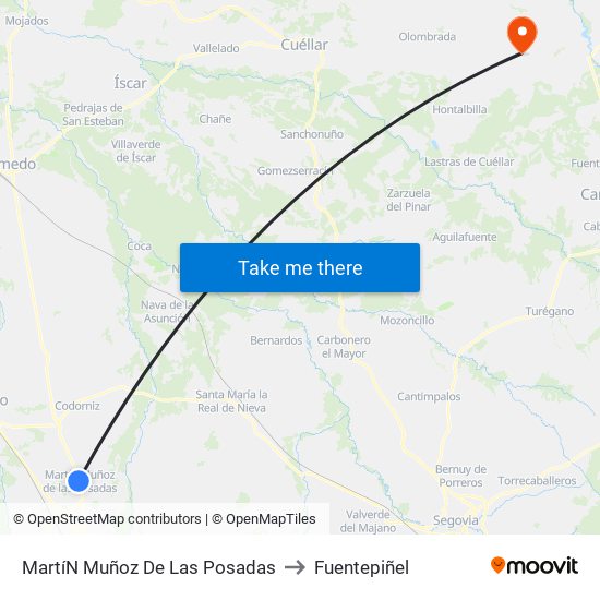 Martí­N Muñoz De Las Posadas to Fuentepiñel map