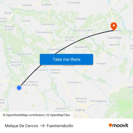 Melque De Cercos to Fuenterrebollo map