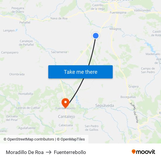 Moradillo De Roa to Fuenterrebollo map