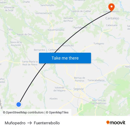Muñopedro to Fuenterrebollo map