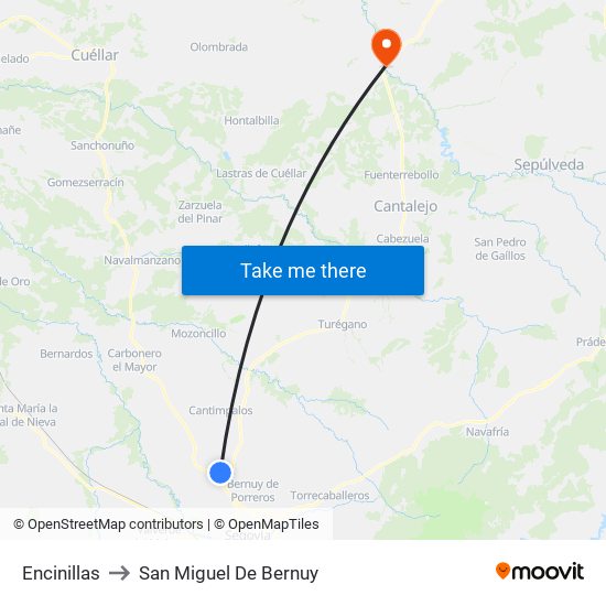 Encinillas to San Miguel De Bernuy map