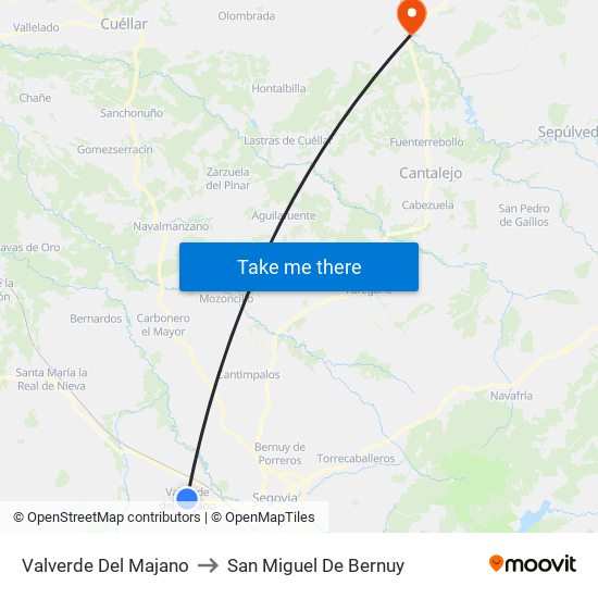 Valverde Del Majano to San Miguel De Bernuy map