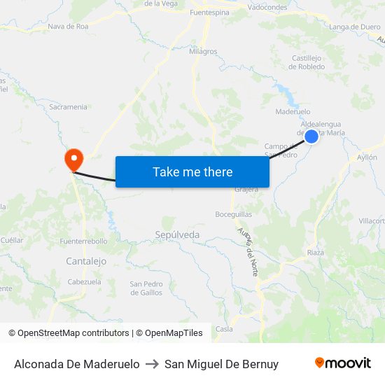 Alconada De Maderuelo to San Miguel De Bernuy map