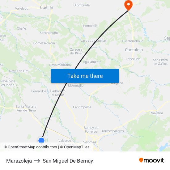 Marazoleja to San Miguel De Bernuy map