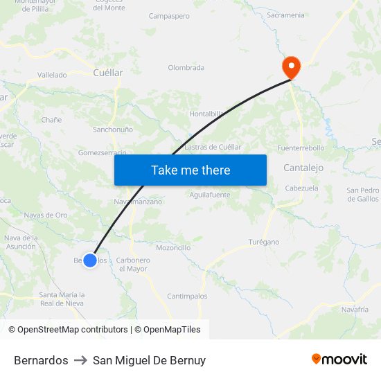 Bernardos to San Miguel De Bernuy map