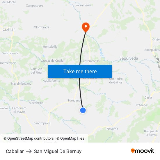 Caballar to San Miguel De Bernuy map
