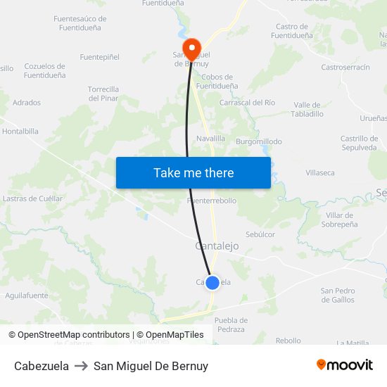 Cabezuela to San Miguel De Bernuy map