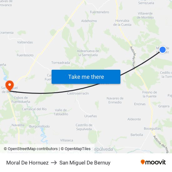 Moral De Hornuez to San Miguel De Bernuy map