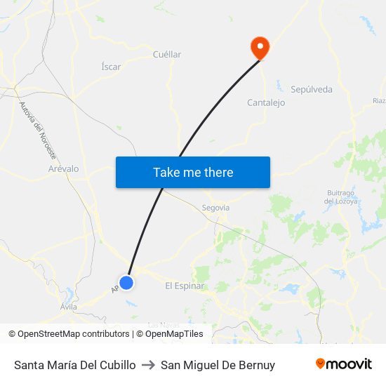 Santa María Del Cubillo to San Miguel De Bernuy map