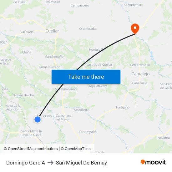 Domingo Garcí­A to San Miguel De Bernuy map