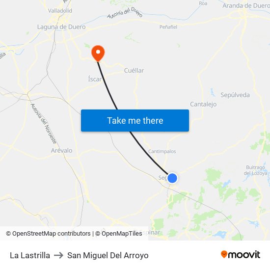 La Lastrilla to San Miguel Del Arroyo map