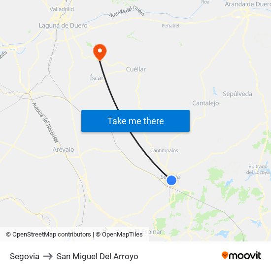 Segovia to San Miguel Del Arroyo map