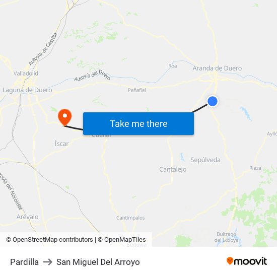 Pardilla to San Miguel Del Arroyo map